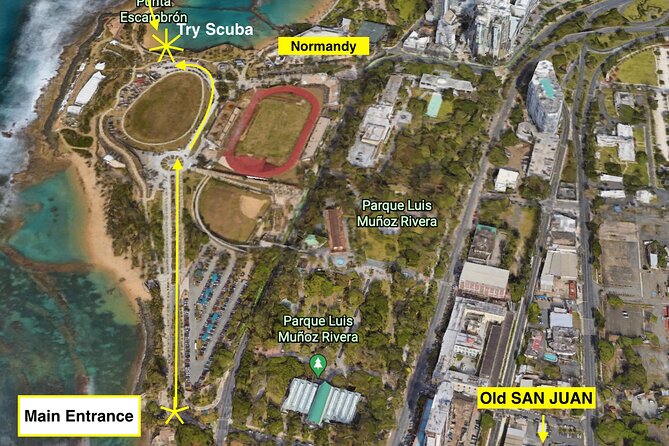 Beginner Scuba Diving with Turtles and Videos, San Juan - Entering Escambrón Beach from shore