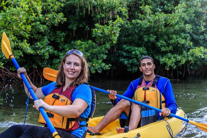 Bio Bay Night Kayaking with Transport from San Juan Area - Paddling through the mangrove channel at sunset