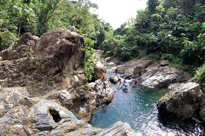 Rainforest River Nature Walk Adventure and Luquillo Beach - Swimming in clear mountain water