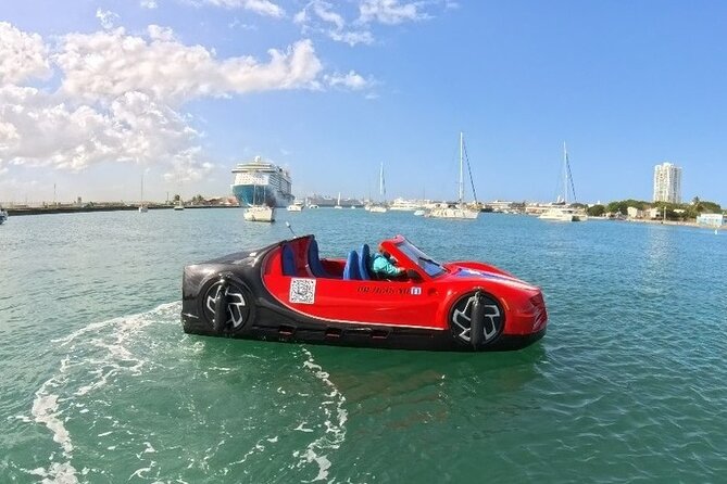 San Juan Watersports Car Rentals Red Bugatti - Driving a Red Bugatti across San Juan Bay
