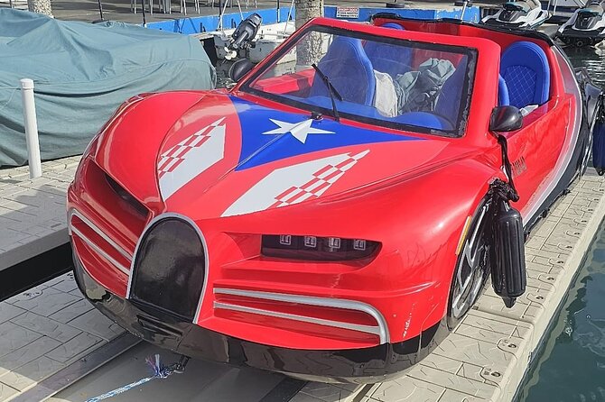 San Juan Watersports Car Rentals Red Bugatti - The safety briefing matters more than the glamour