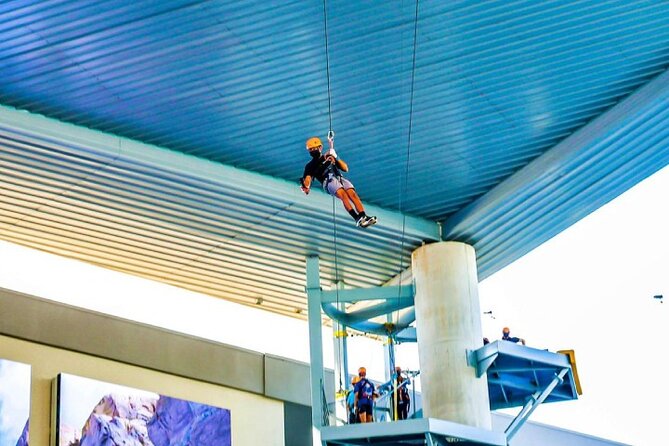 Zipline Sky Bull in Urban Environment in Toroverde urban park San Juan - Reaching the 90-foot launch tower